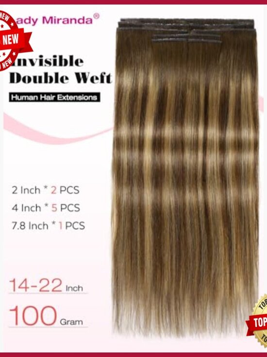 18 Inch Human Hair Extensions 8 Piece Set Seamless Reusable main image 5